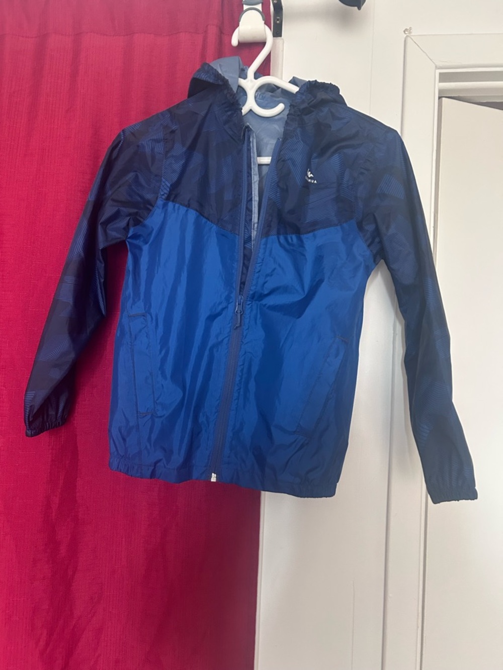 Quechua Blue Hooded Kids Windbreaker Jacket